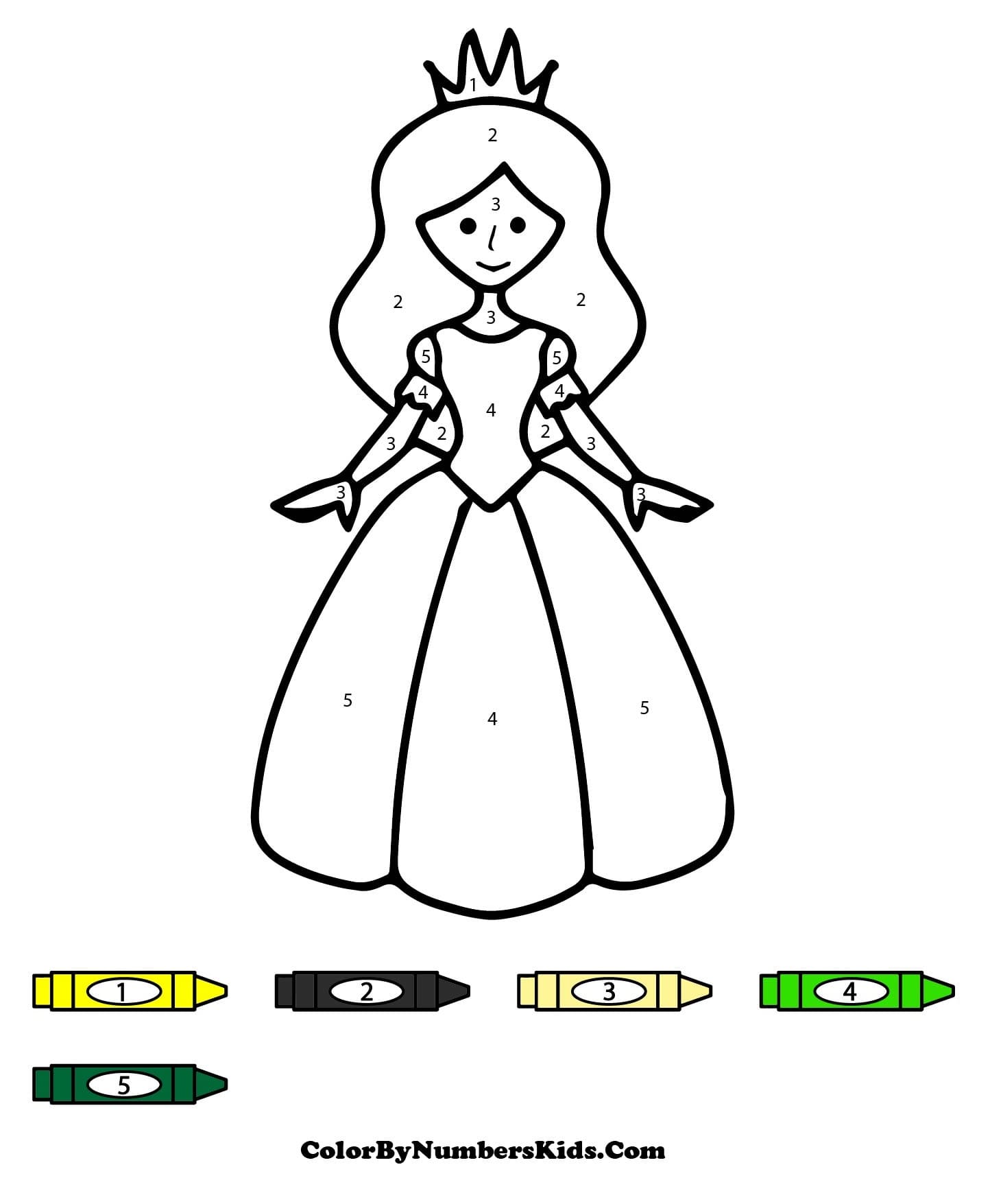 Simple Princess Color By Number