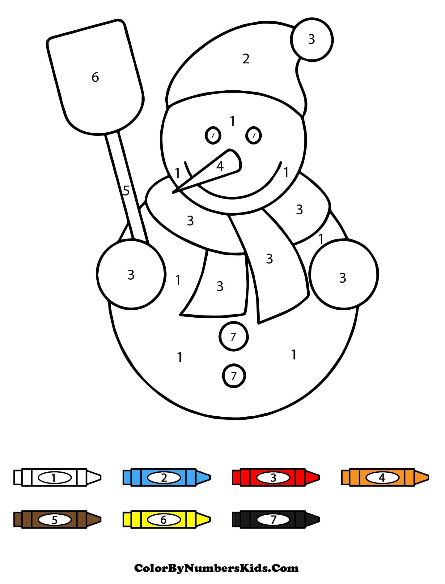 Simple Snowman Color By Number