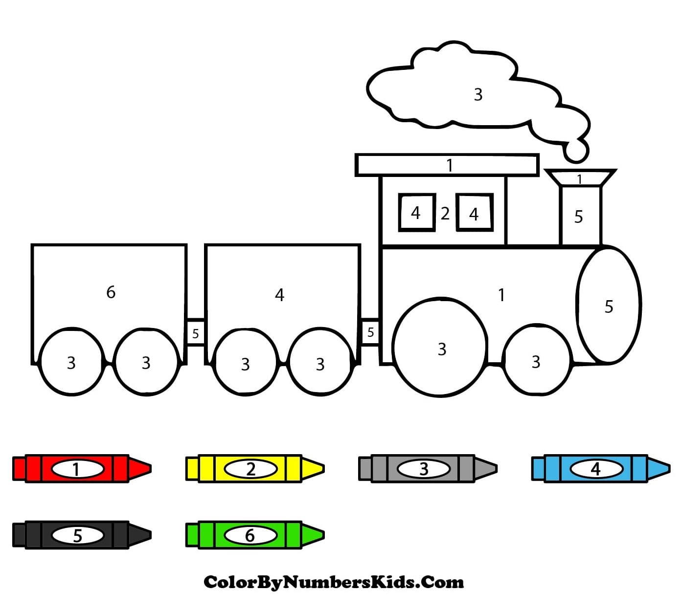 Simple Train Color By Number
