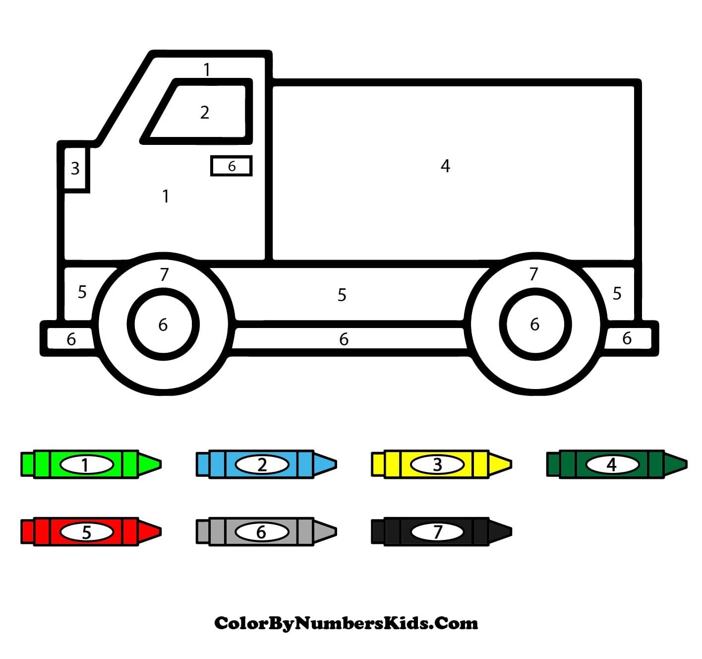 Simple Truck Color By Number Worksheet