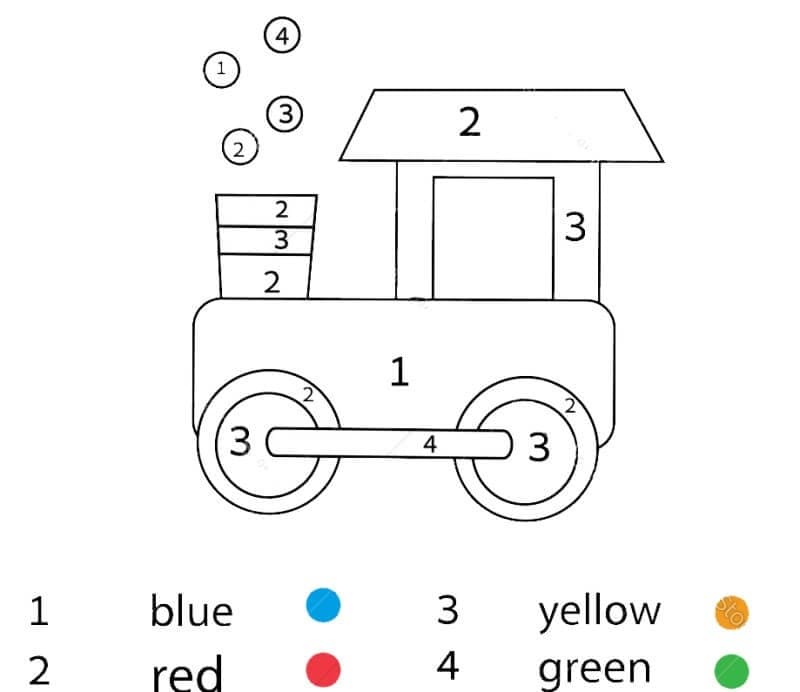 Small Train Color By Number