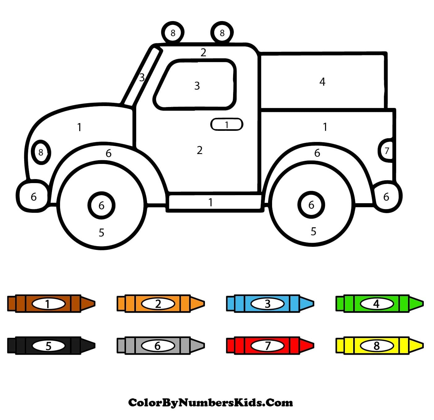 Small Truck Color By Number