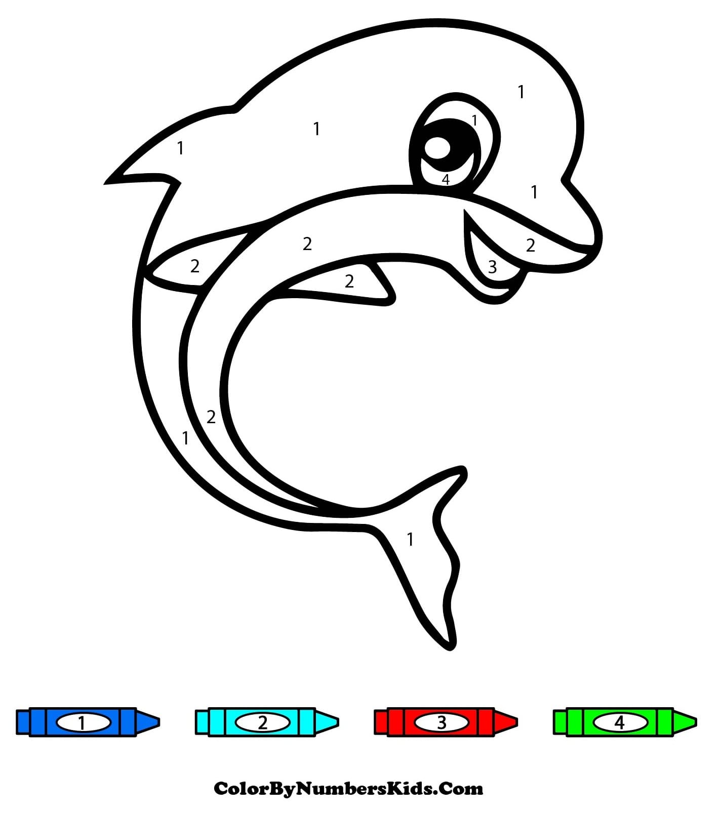 Smiling Dolphin Color By Number