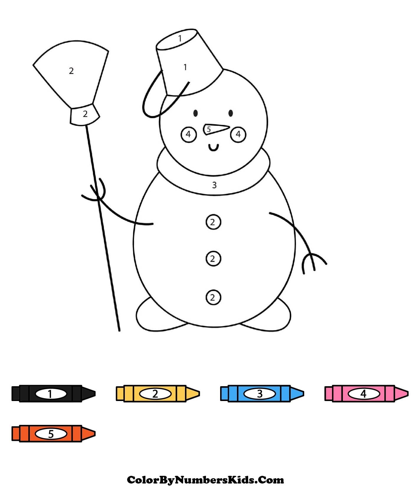 Snowman Christmas Color By Number