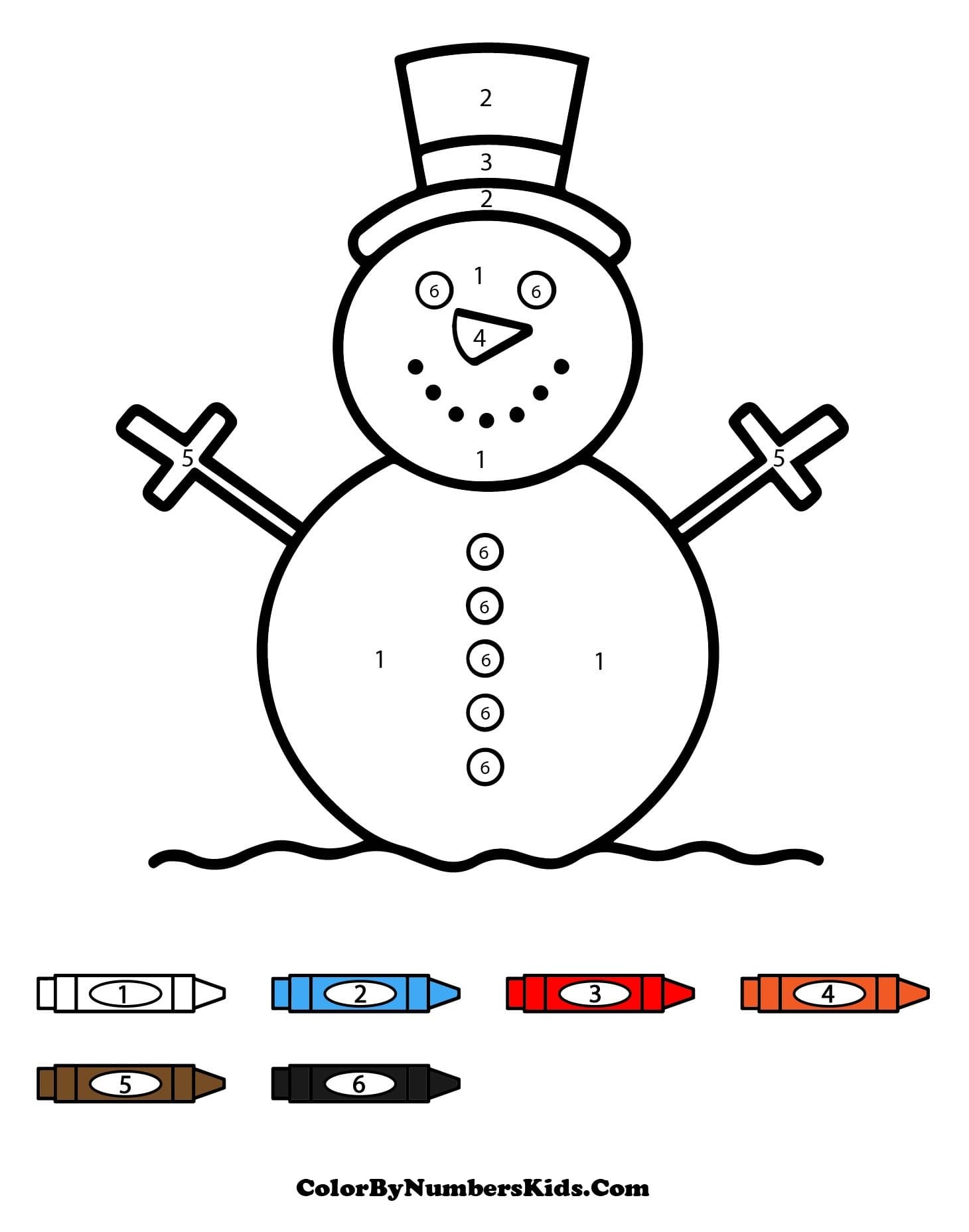 Snowman Color By Number Sheet