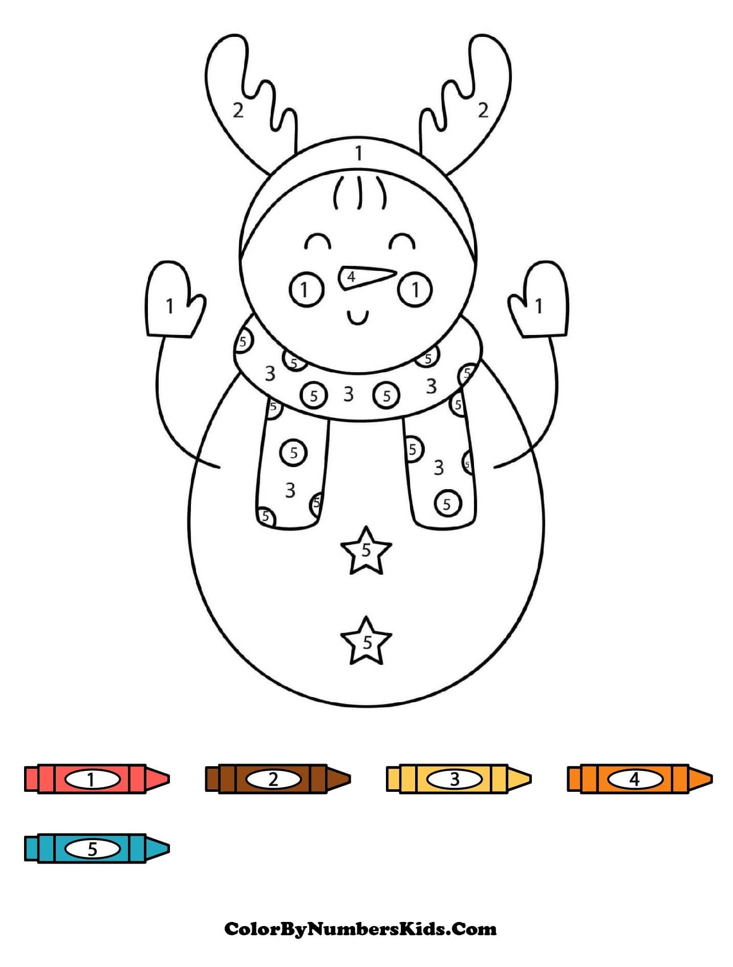 Snowman Cute Color By Number