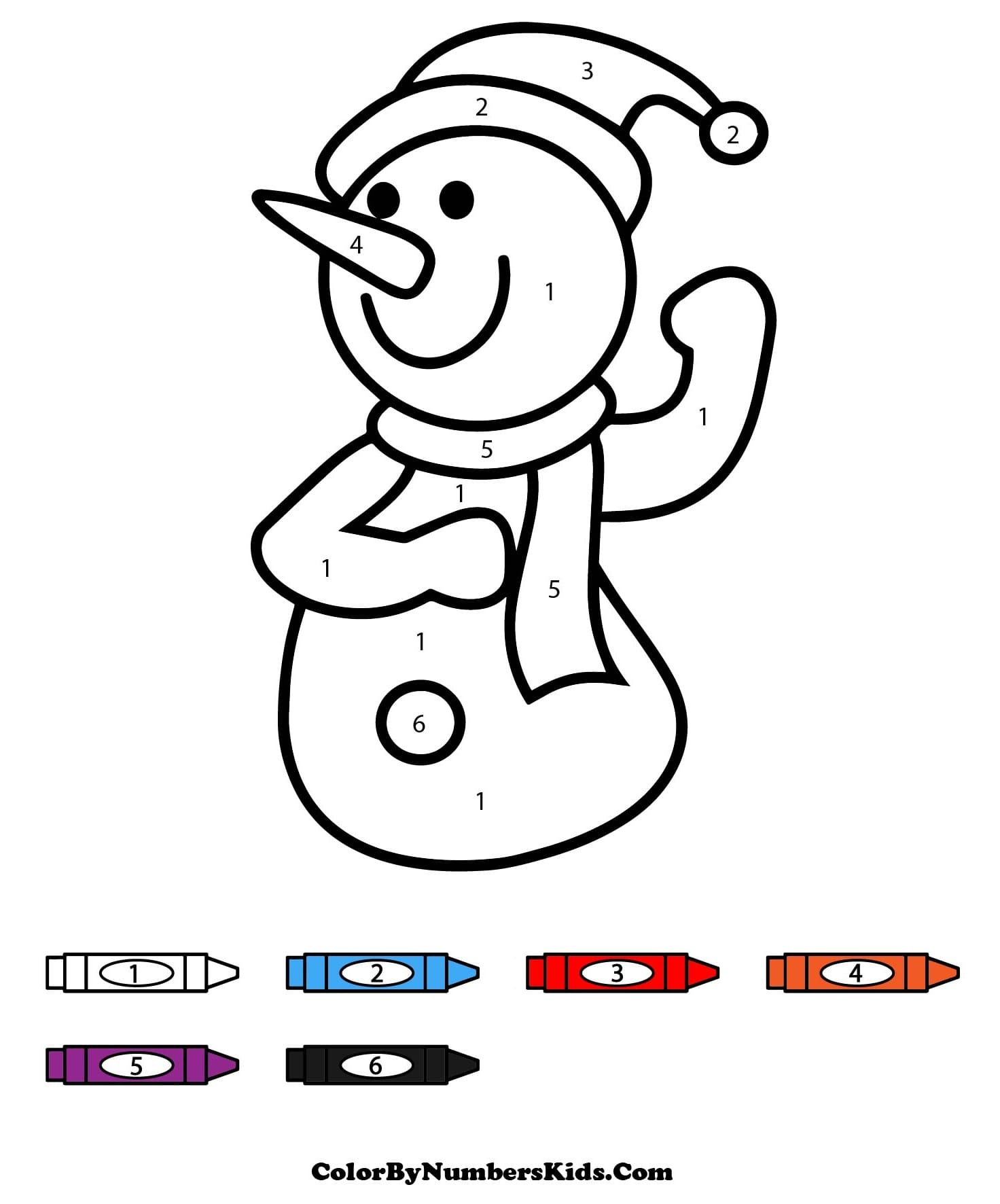 Snowman Dancing Color By Number