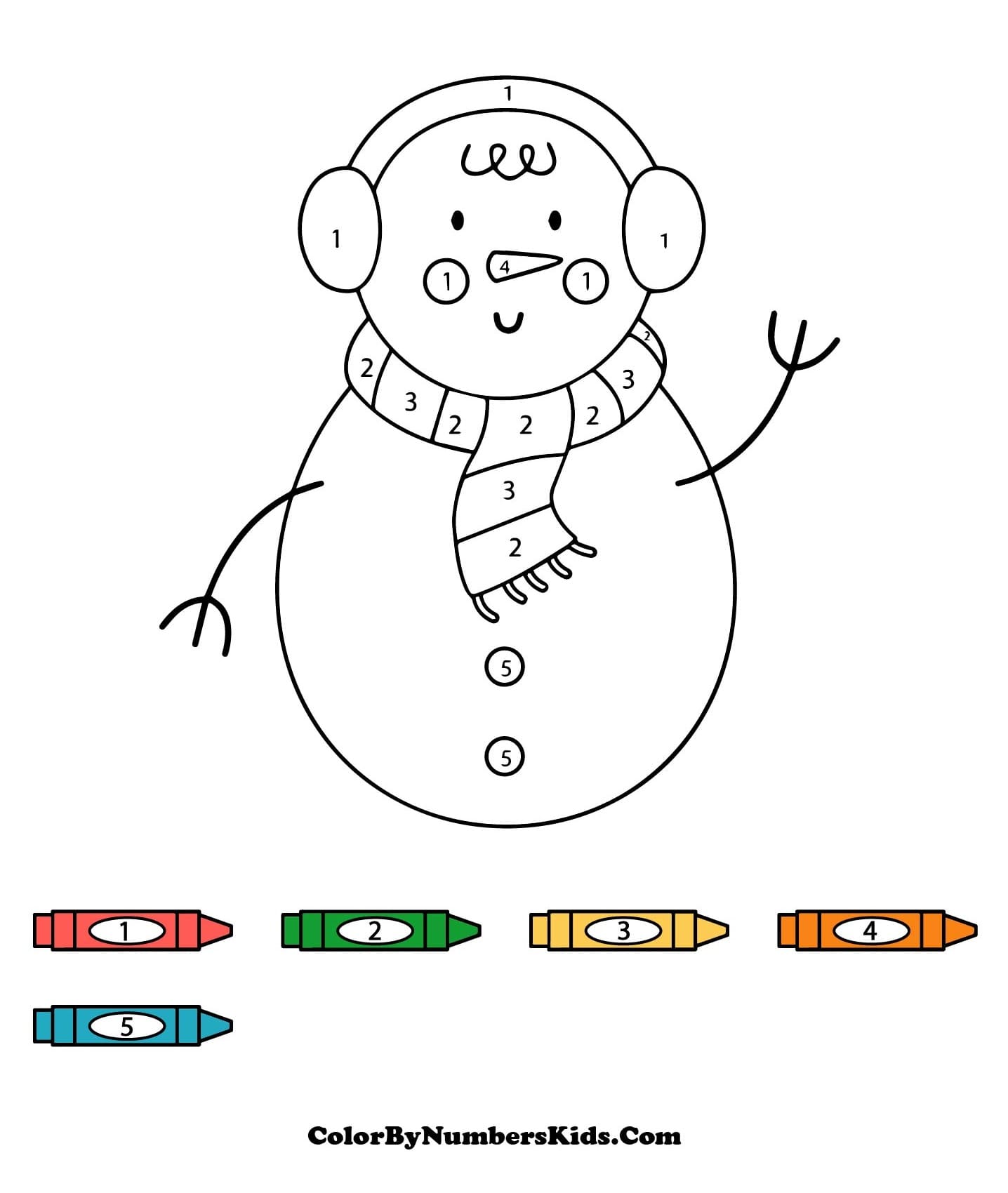 Snowman Happy Color By Number