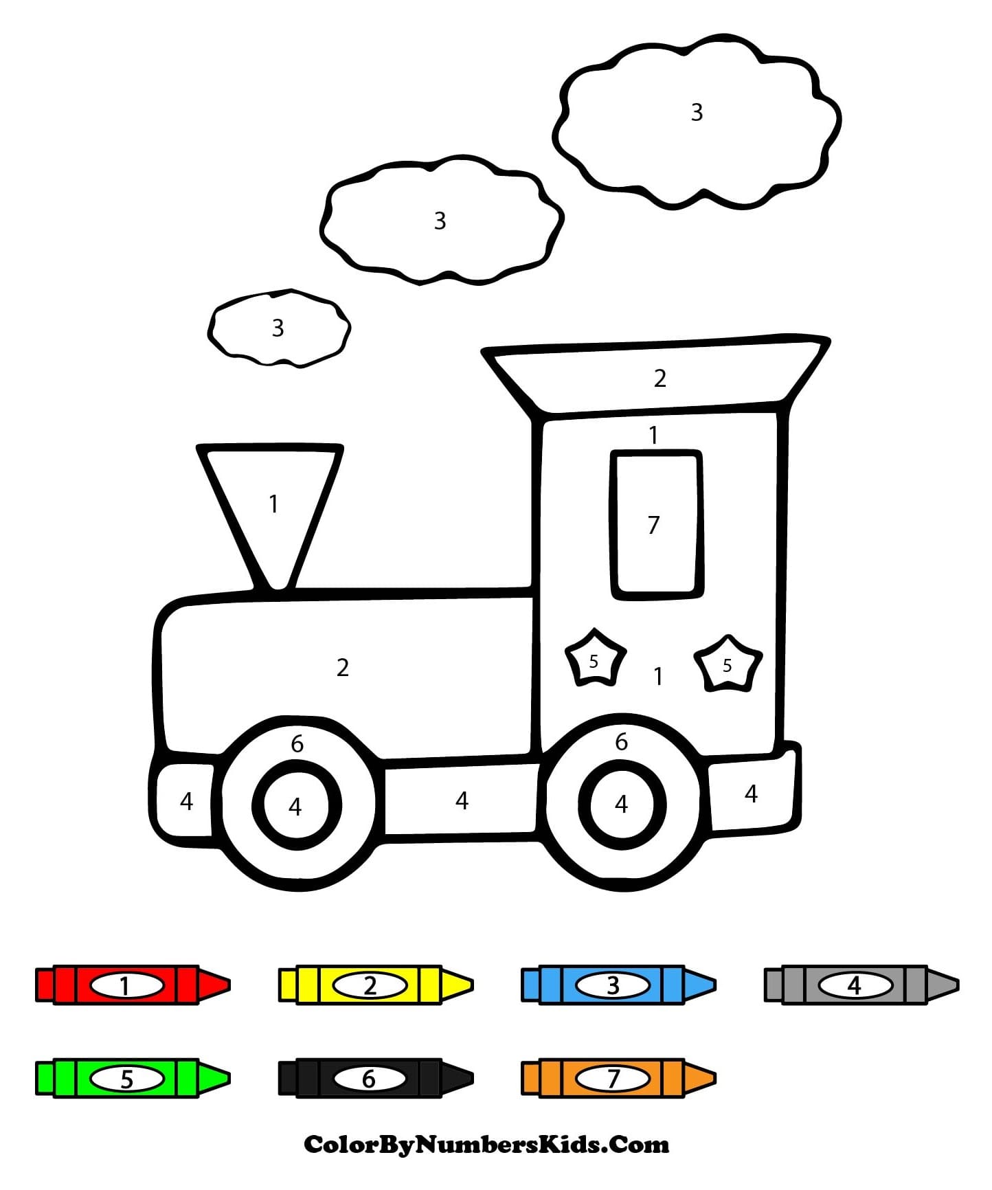Toy Train Color By Number
