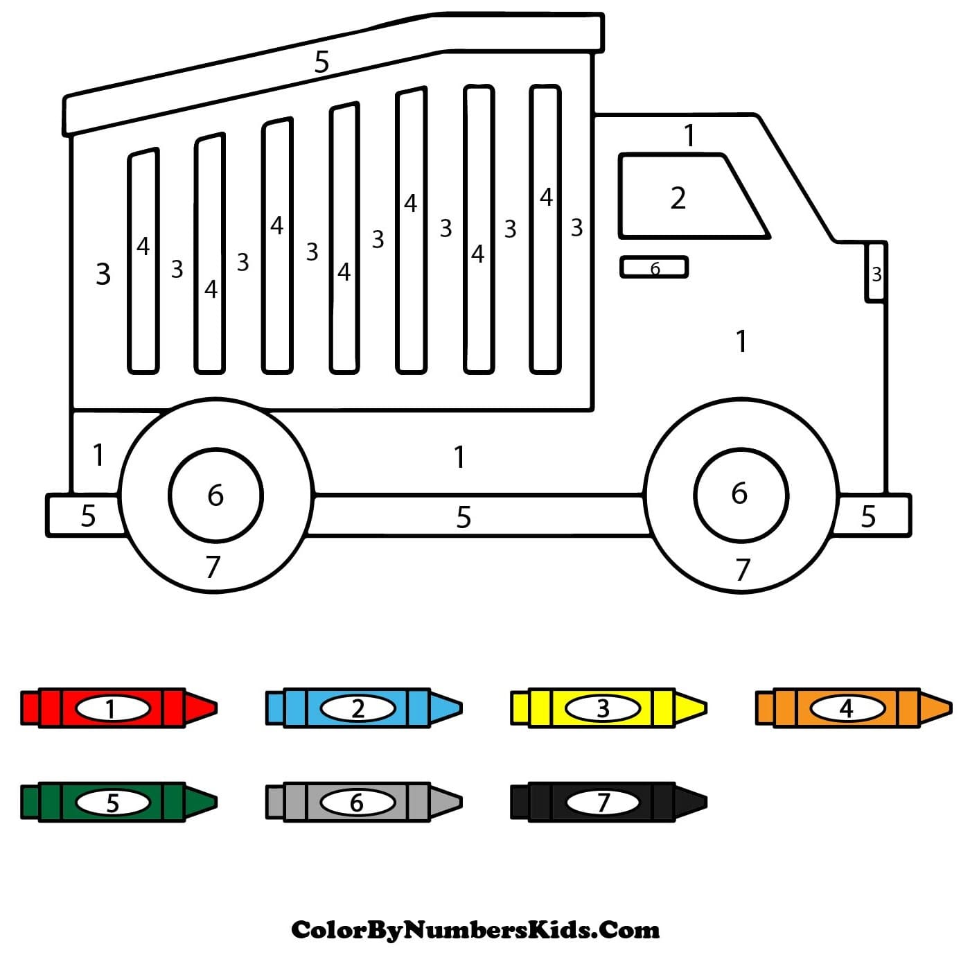 Truck Color By Number For Kid