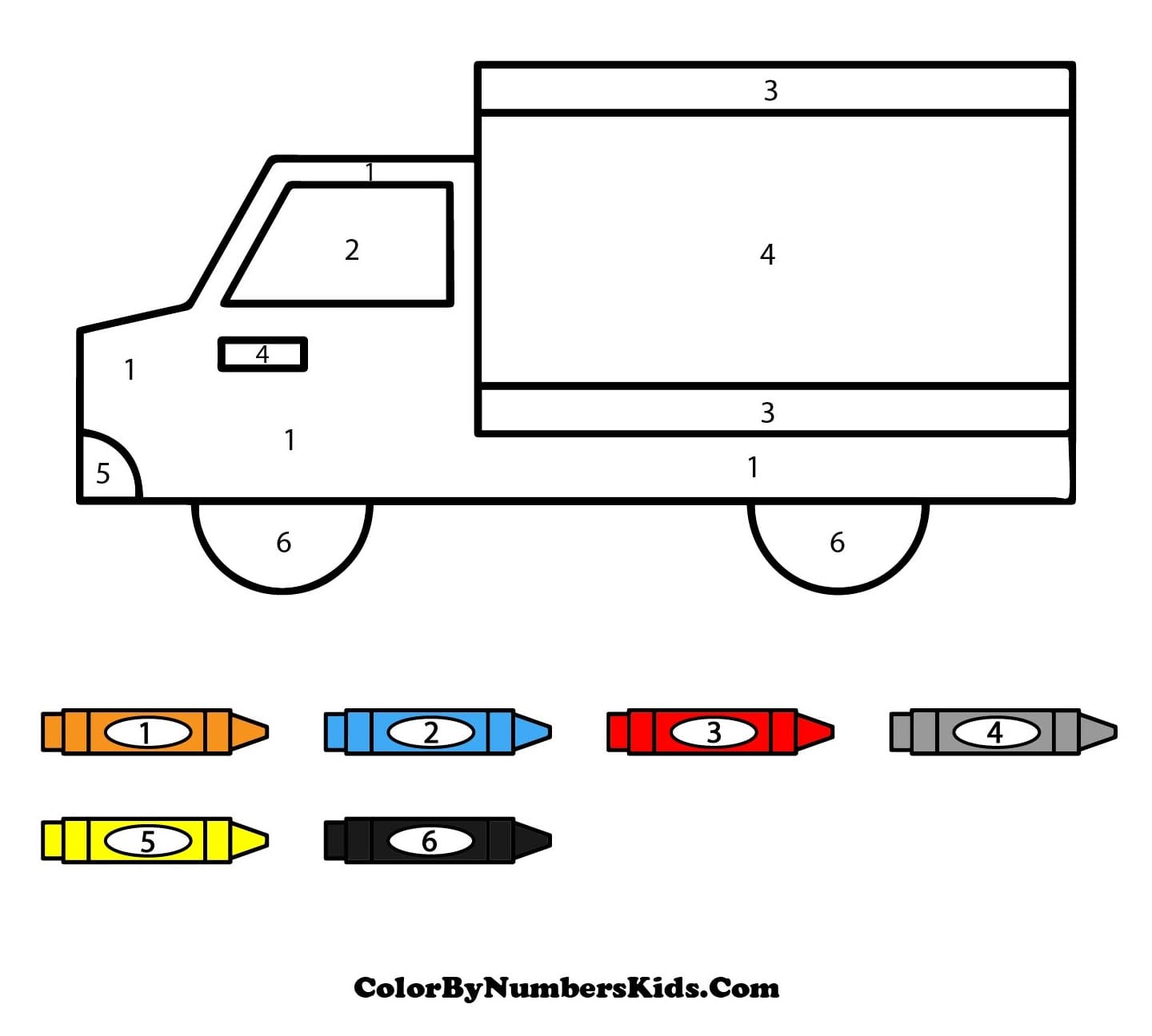 Truck Color By Number For Kids