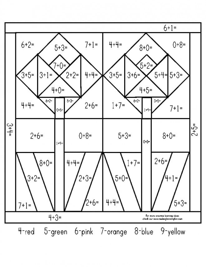 Addition Color By Number Worksheet