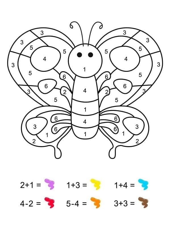 Butterfly Addition Color By Number