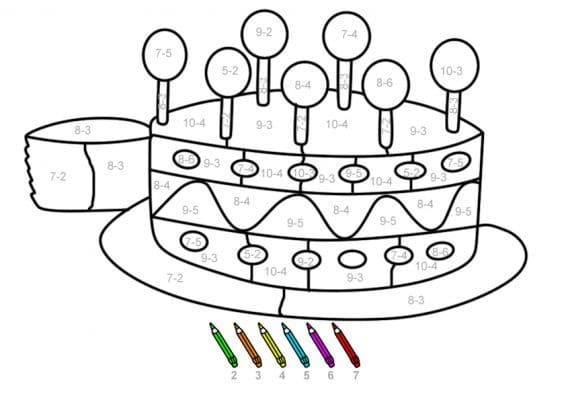 Cake Subtraction Color By Number