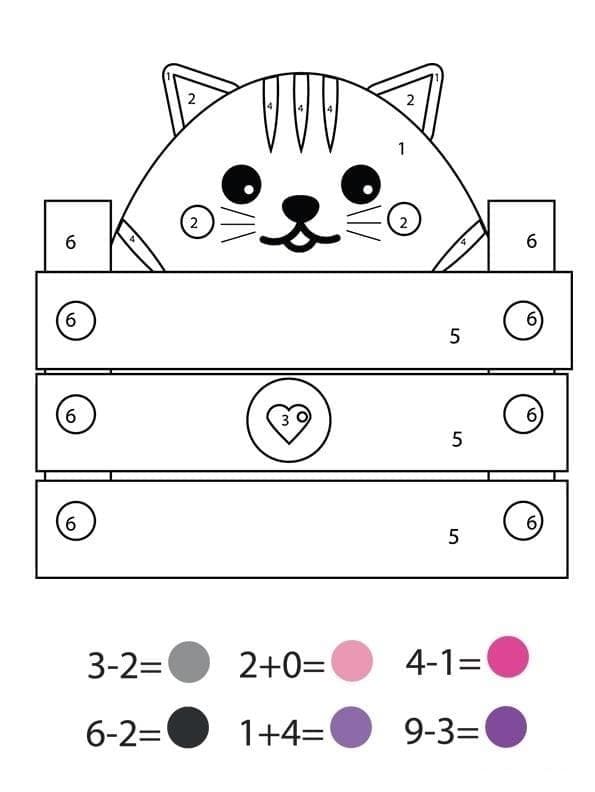 Cat Addition Color By Number