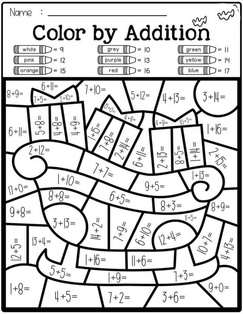 Christmas Color By Number Addition