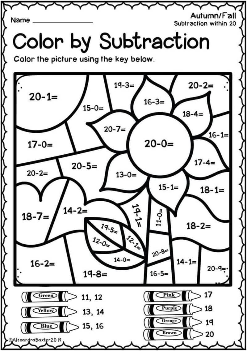 Color By Number Subtraction