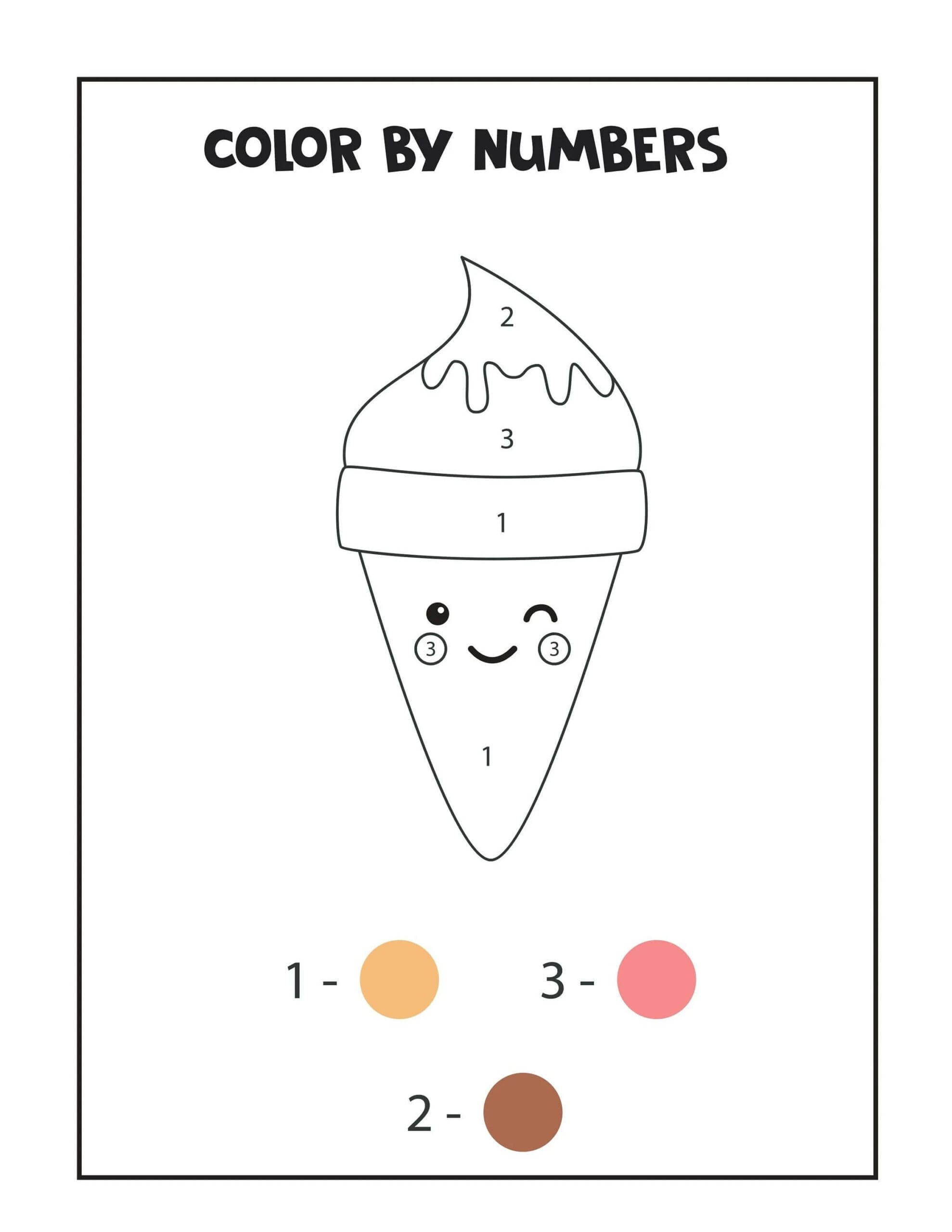 Cute Ice Cream Color By Number