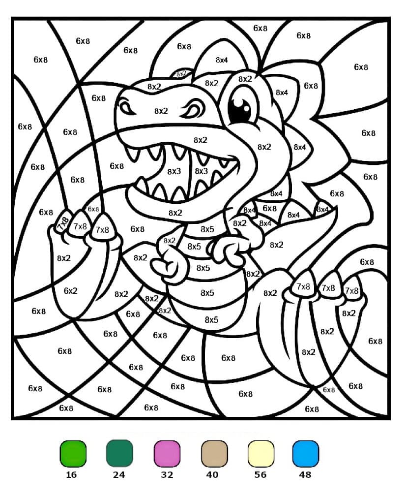 Dinosaur Color By Multiplication