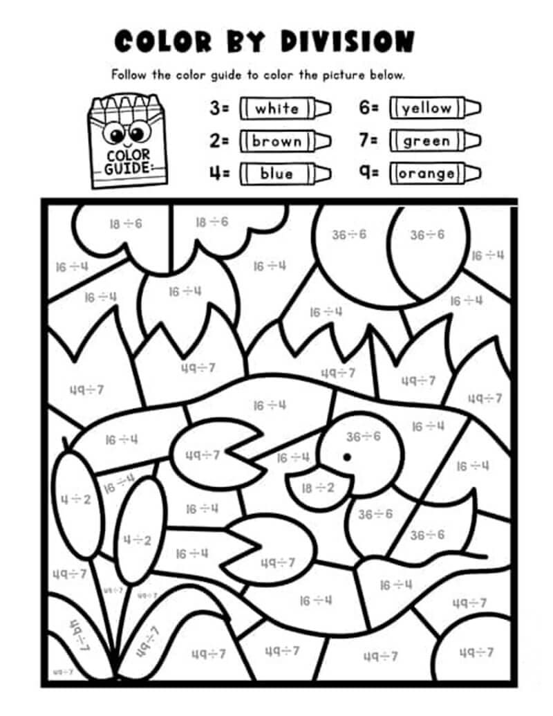 Duck Division Color By Number