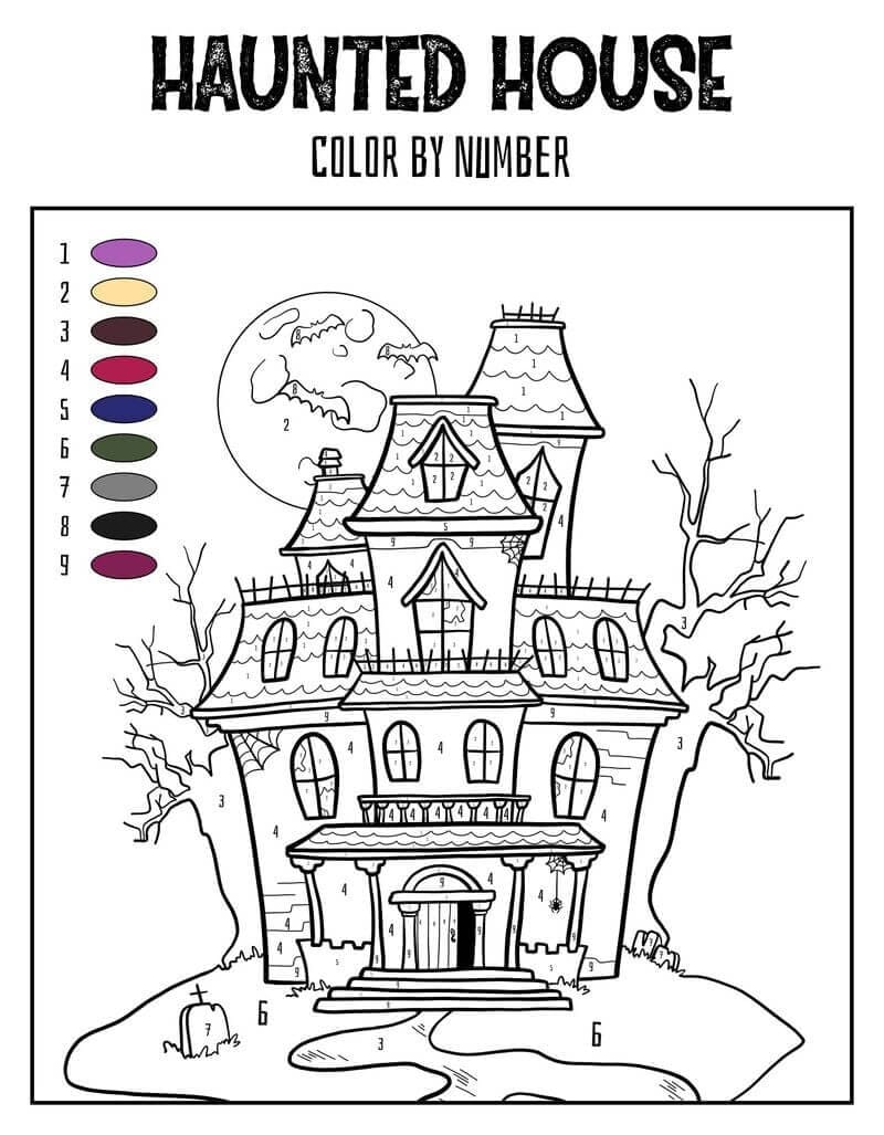 Free Haunted House Color By Number