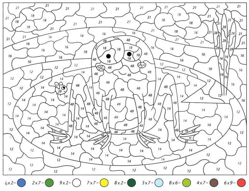 Frog Multiplication Color By Number