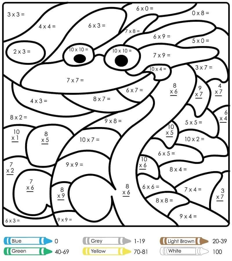 Funny Multiplication Color By Number