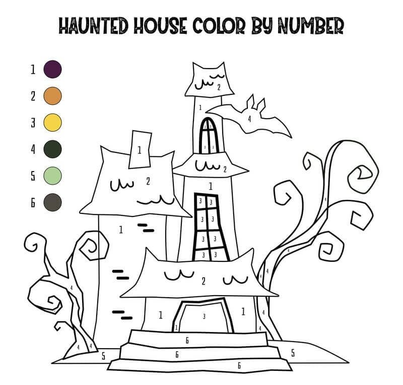 Haunted House Color By Number