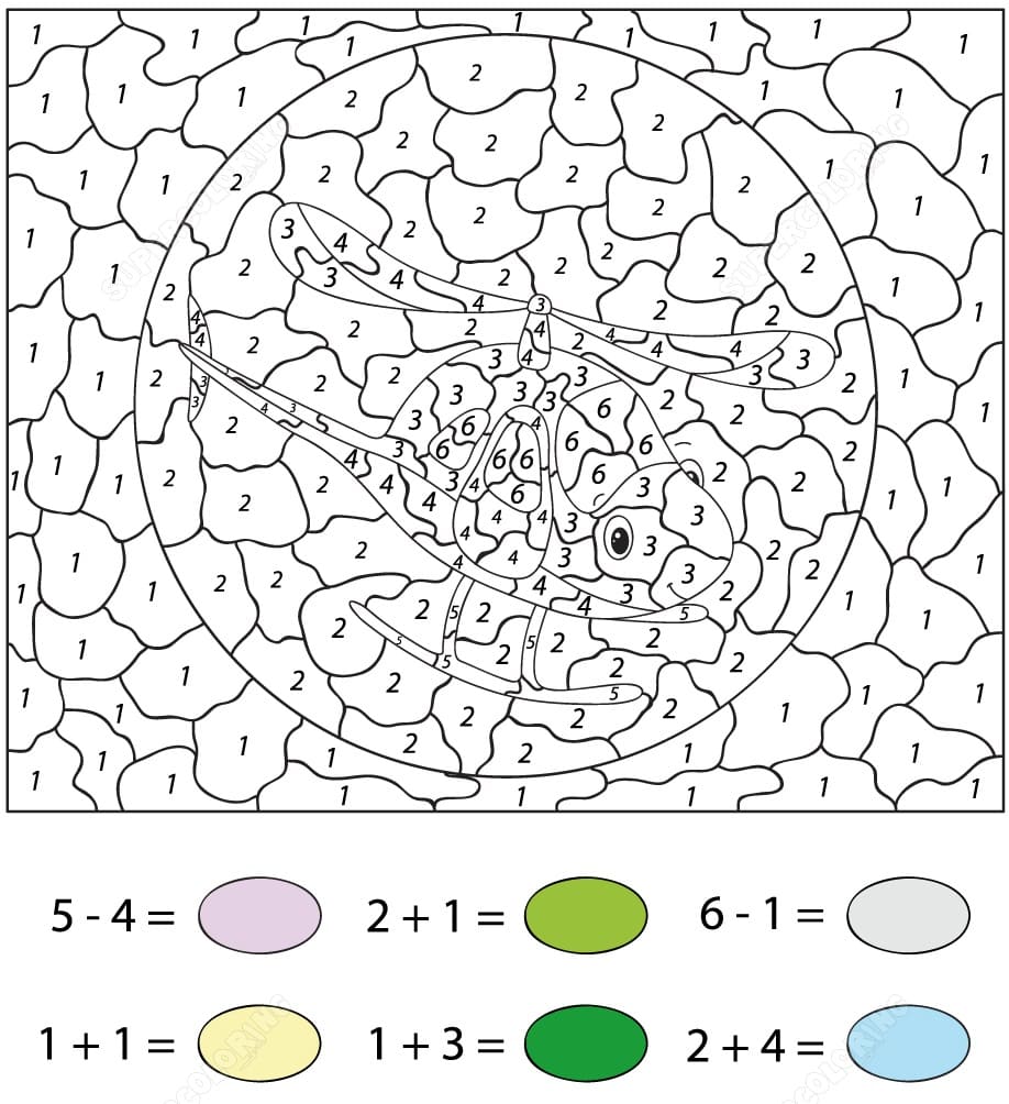 Helicopter Color By Number Addition