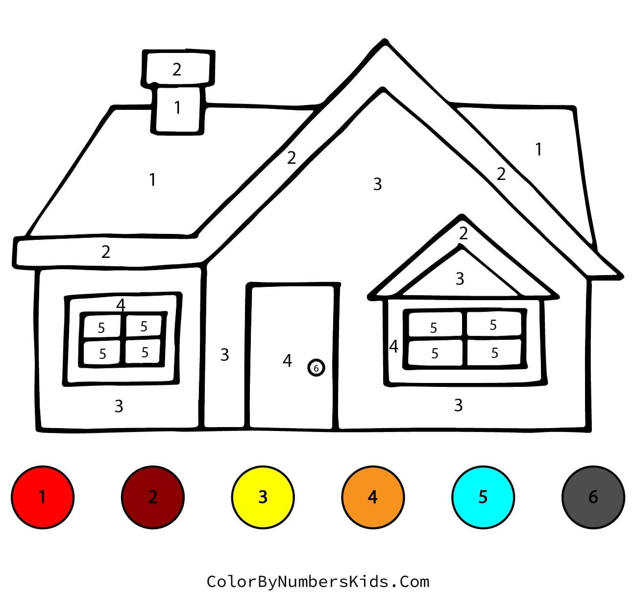House Color By Number For Kids