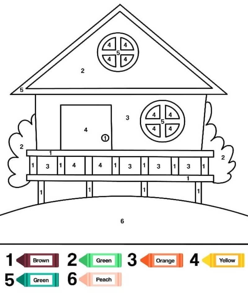 House Color By Number Printable