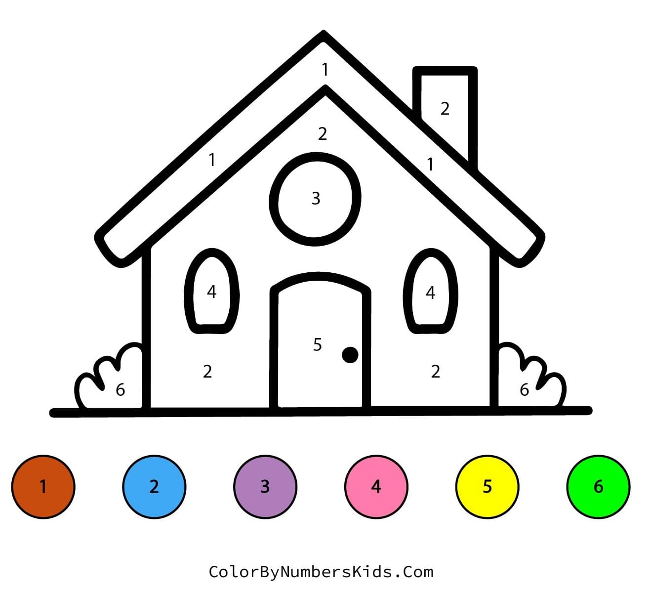 House Color By Number Worksheet 01