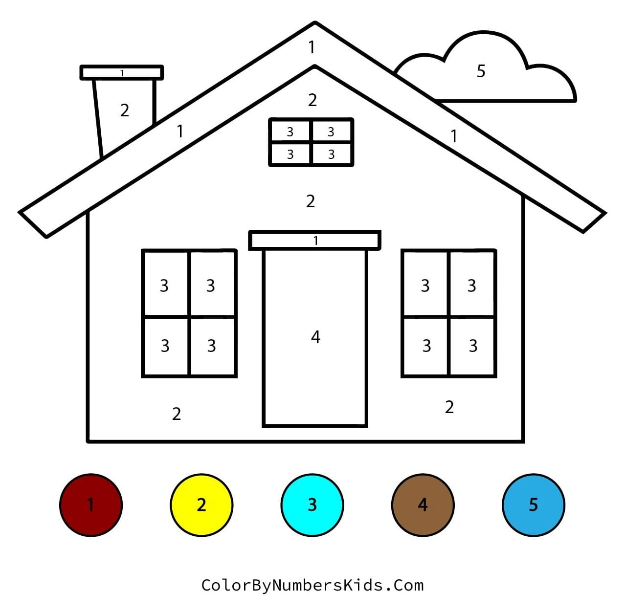 House Color By Number Worksheet 02