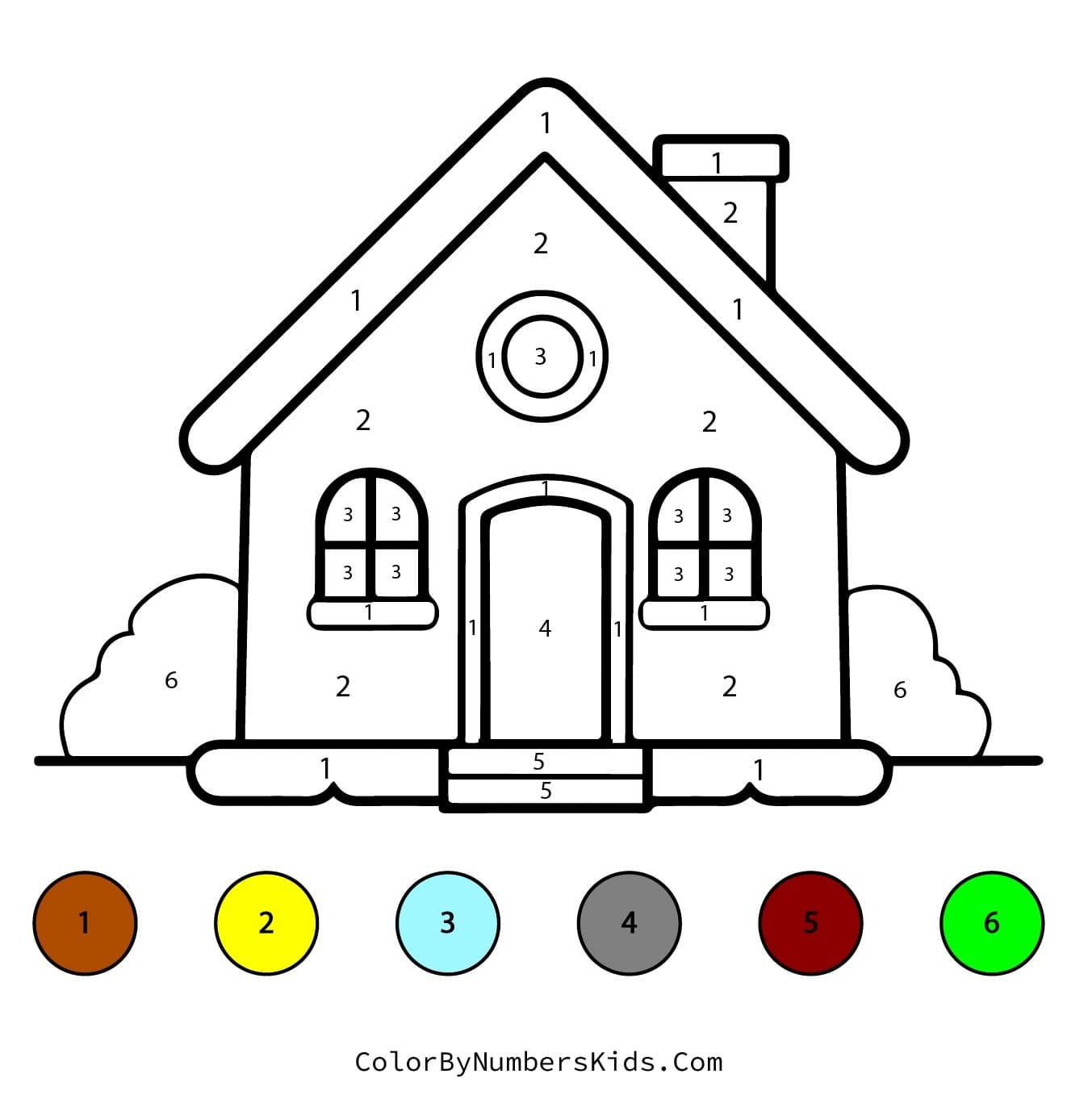 House Color By Number Worksheet 03