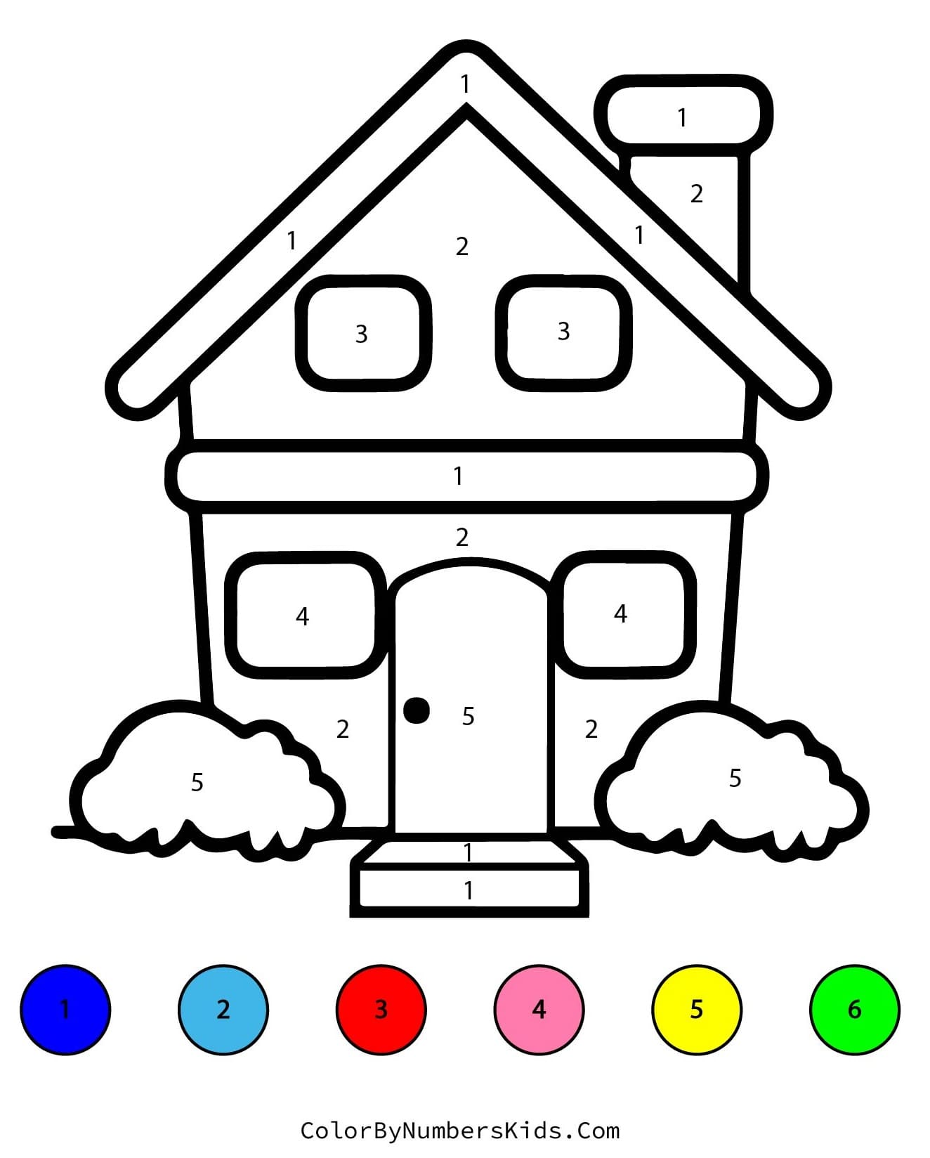 House Color By Number Worksheet 04