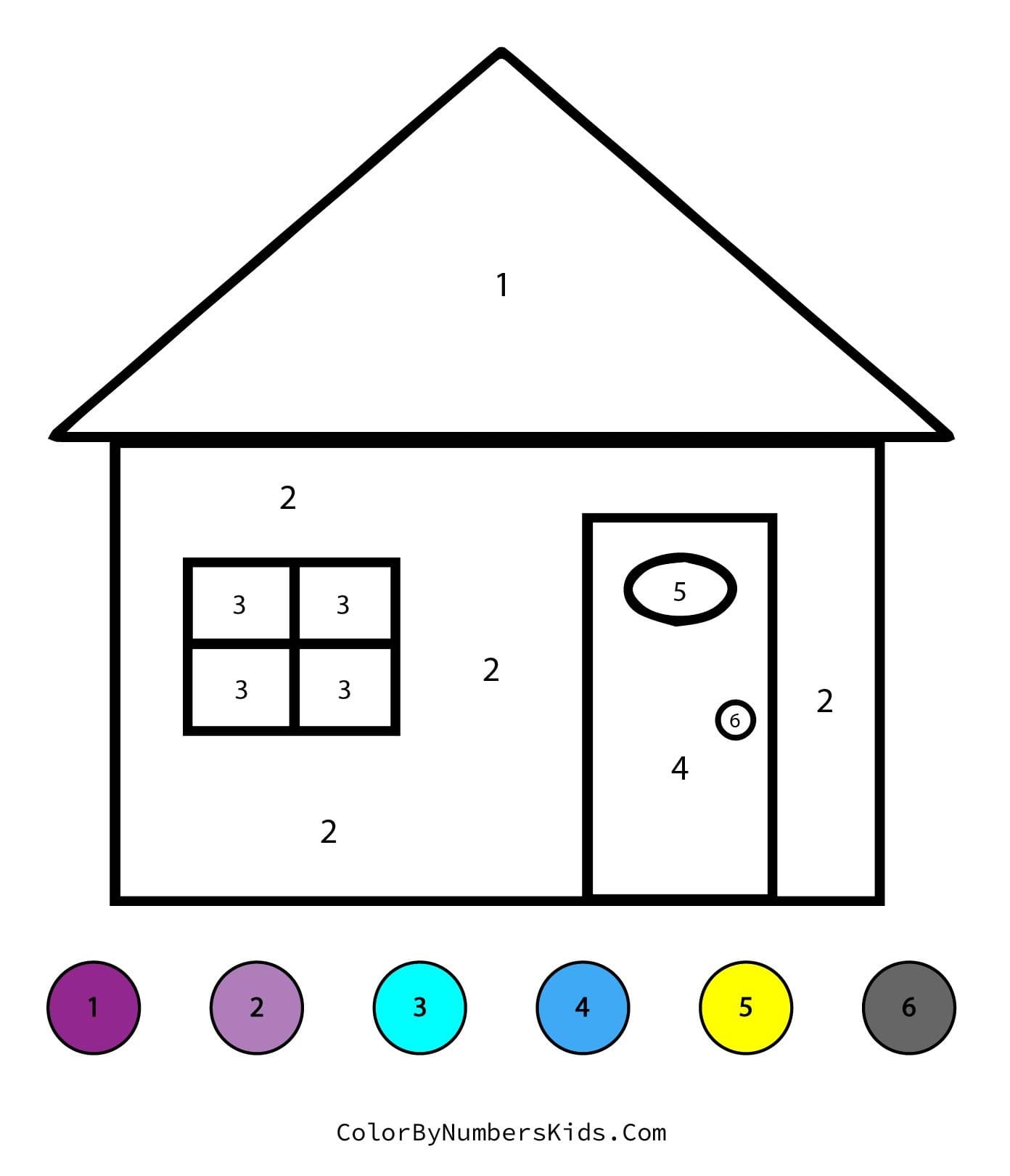 House Color By Number Worksheet 05