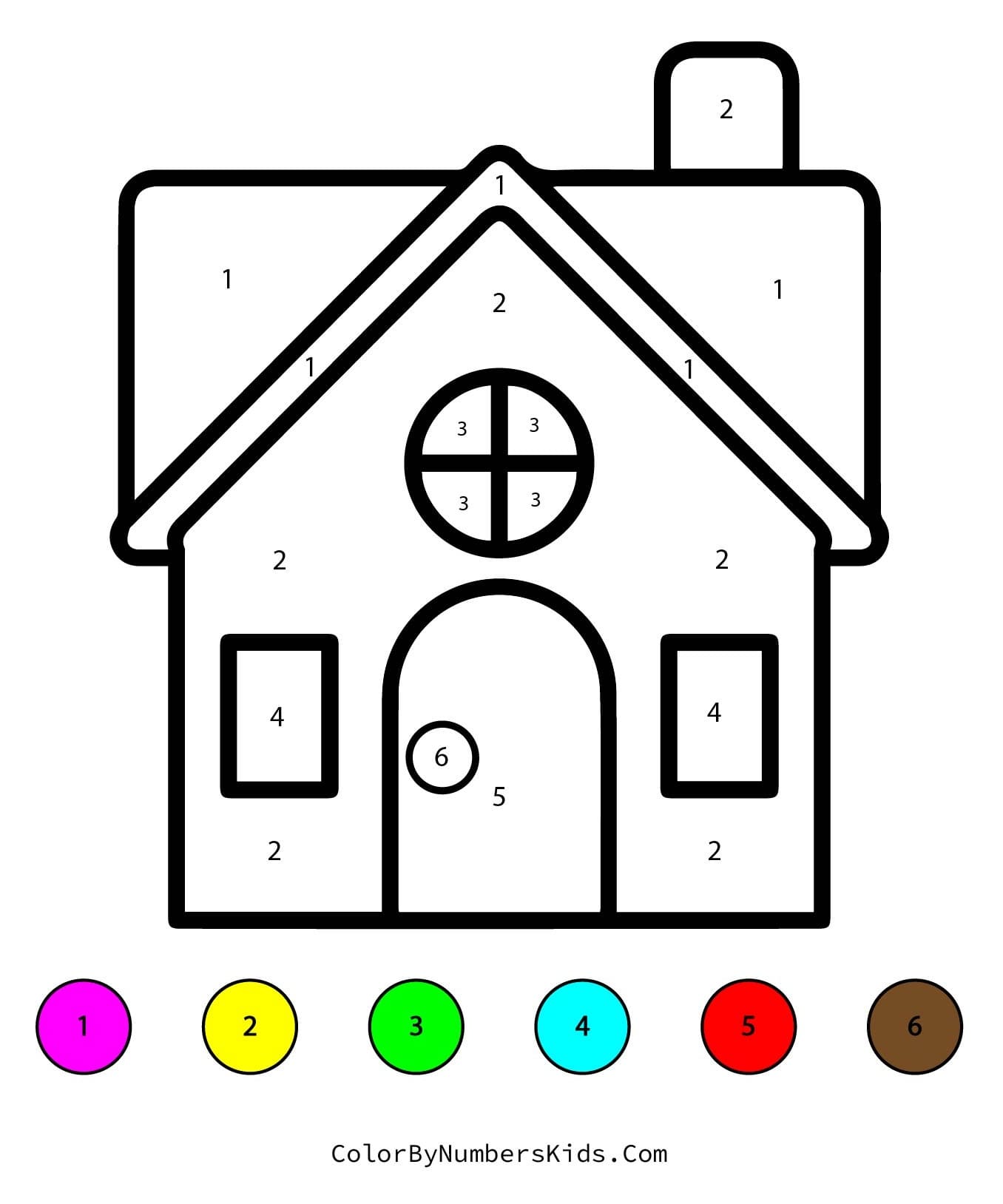 House Color By Number Worksheet 06