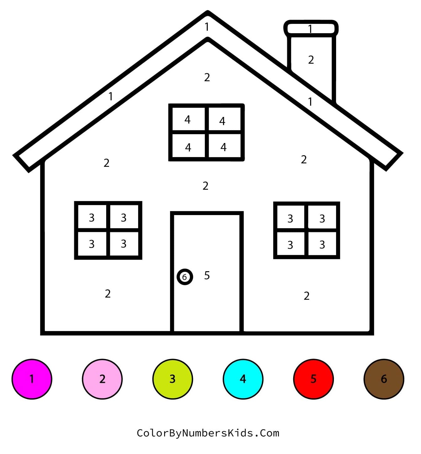 House Color By Number Worksheet 07