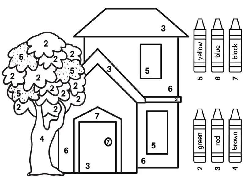 House Color By Number Worksheet 10