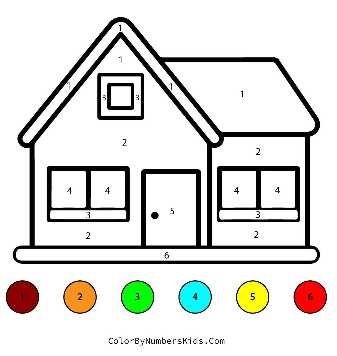 House Color By Number Worksheet 11