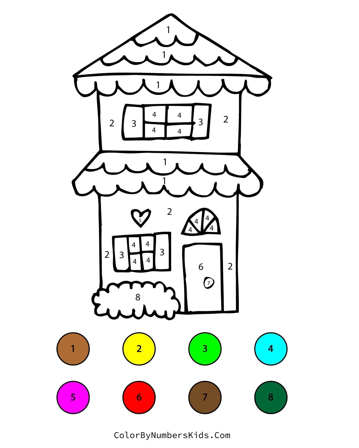 House Color By Number Worksheet 14