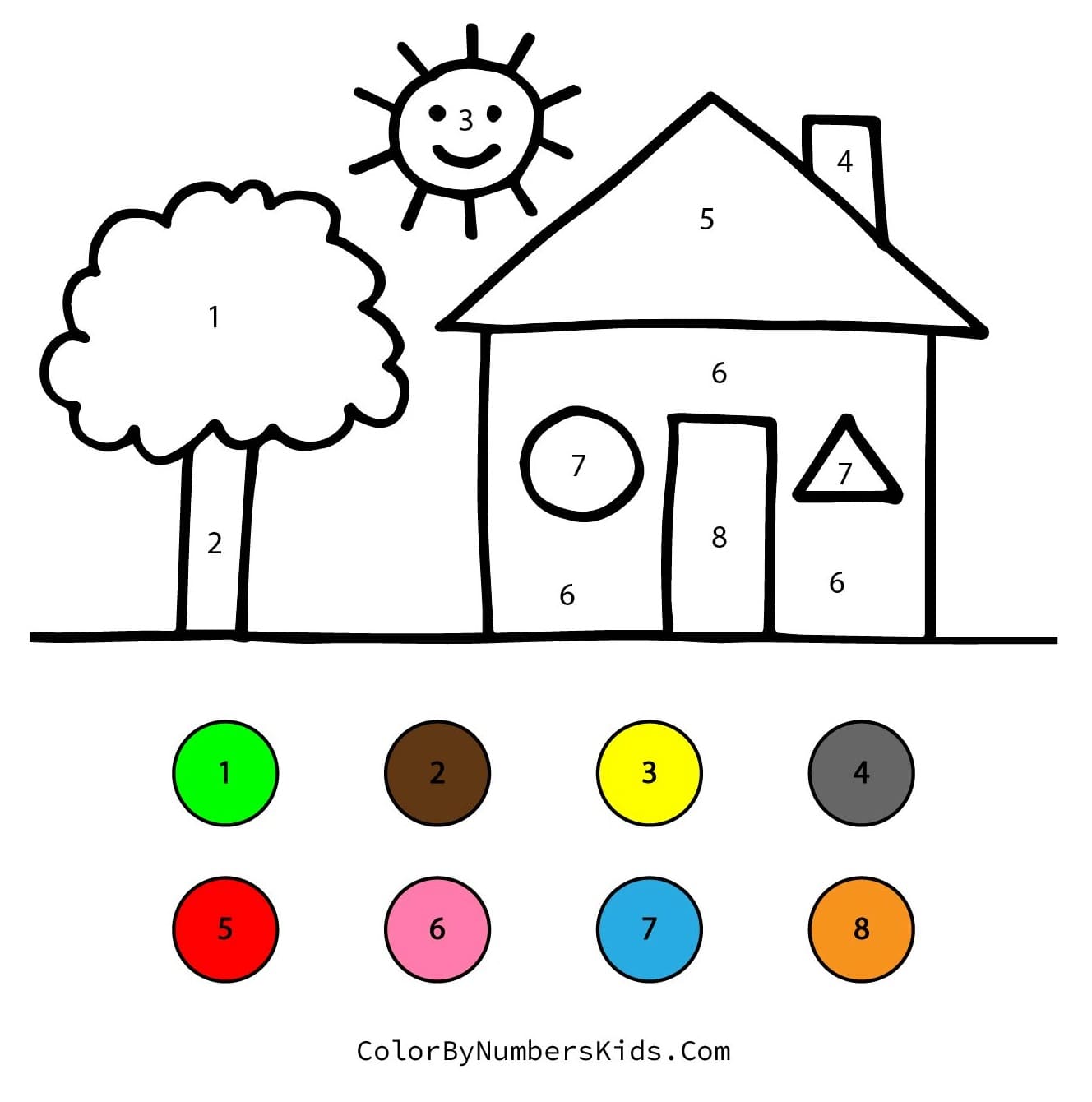 House Color By Number Worksheet