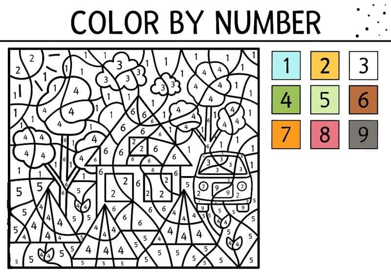 House and Car Color By Number