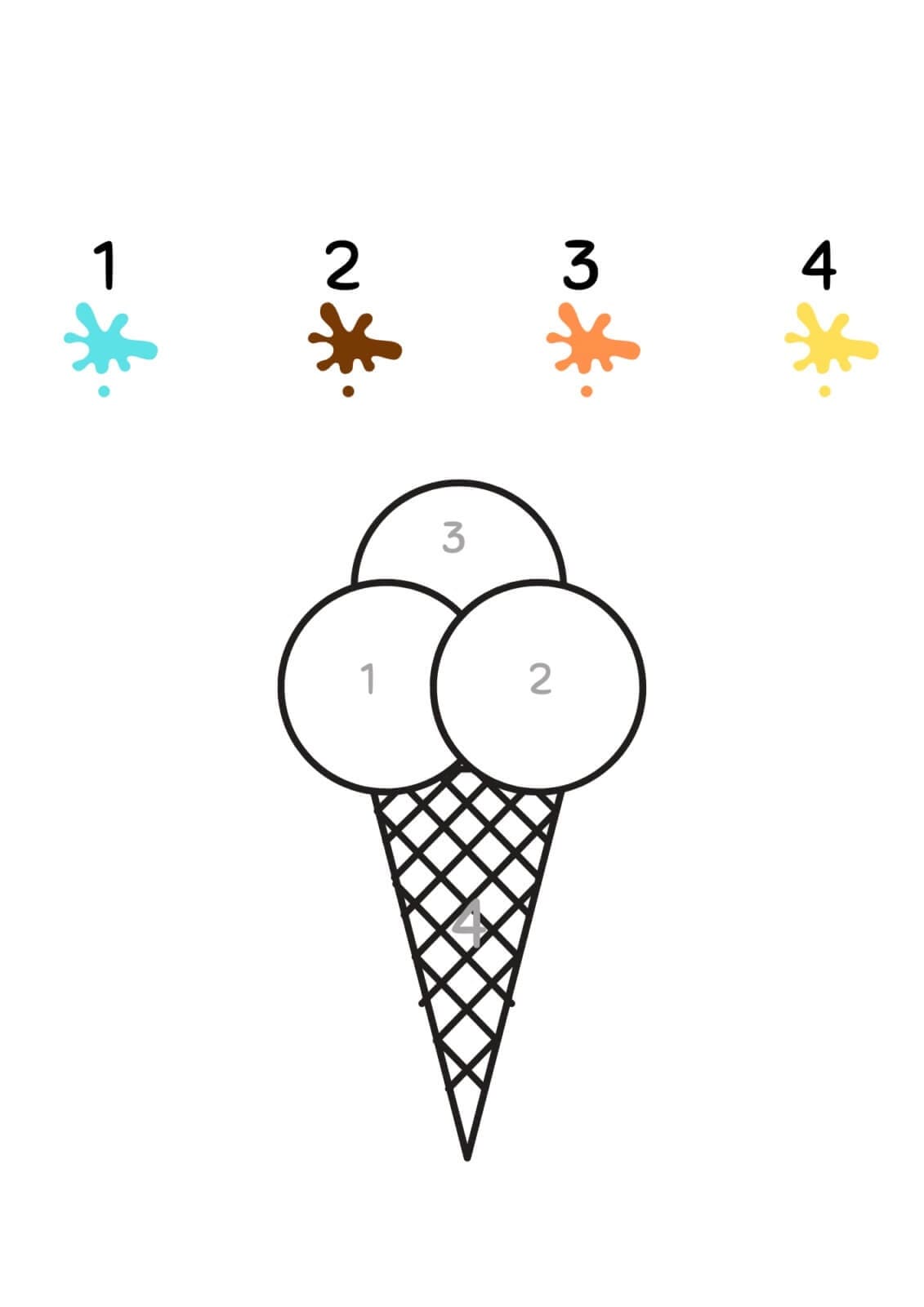 Ice Cream Color By Number For Kids