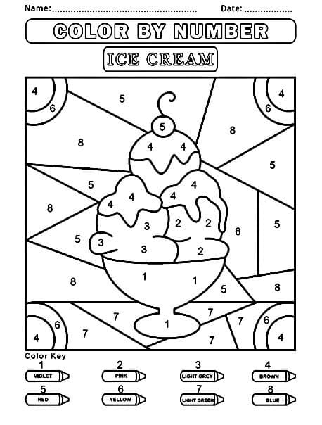 Ice Cream Color By Number Guide