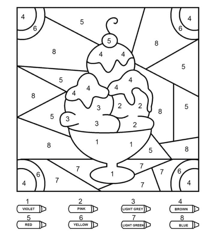 Ice Cream Color By Number Printable