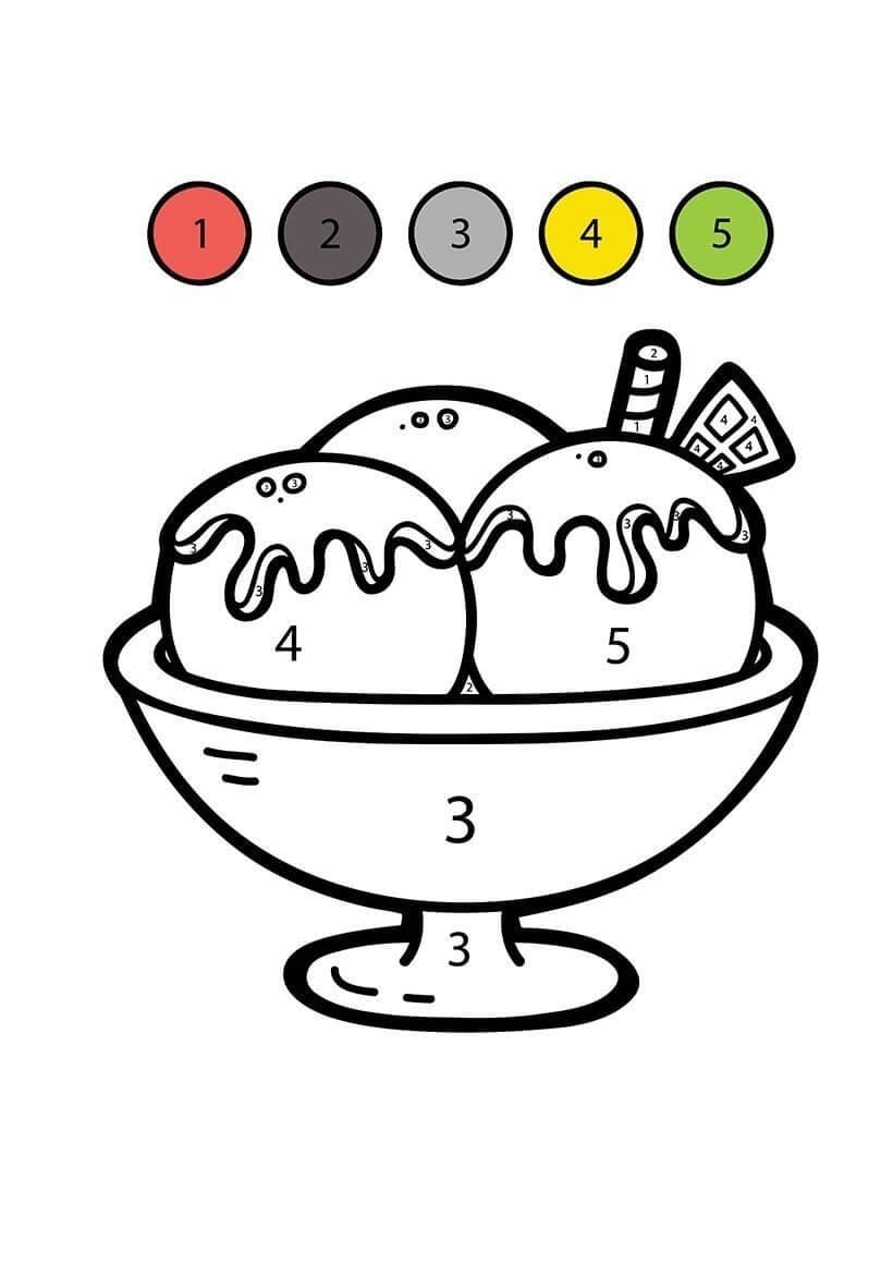 Ice Cream Color By Number Sheet