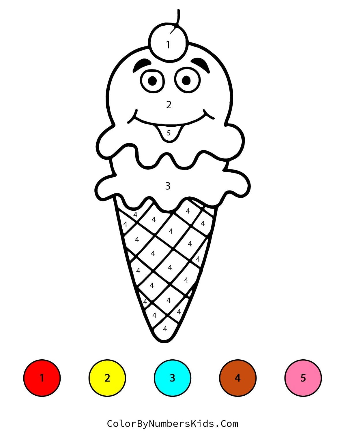 Ice Cream Color By Number Worksheet 02