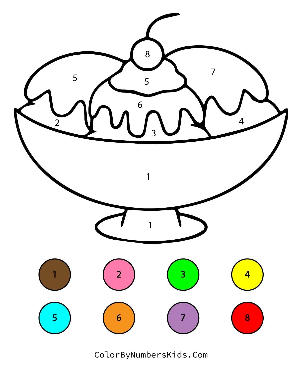 Ice Cream Color By Number Worksheet 05