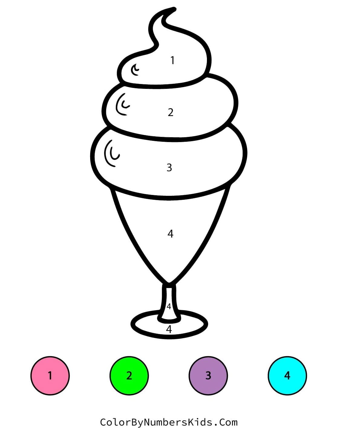 Ice Cream Cup Color By Number